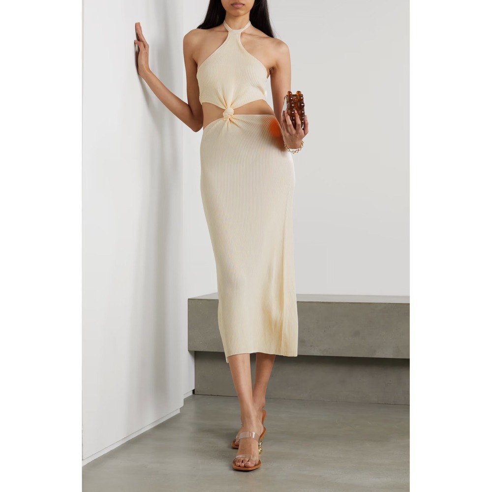 Cult Gaia Cameron Cutout Ribbed Knit Halter Neck‎ Midi Dress Size XS Vacation